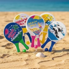 Set de Raquettes de Plage Fun aux Motifs Estivaux