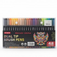 Boite de 48 Marqueurs Brush Double Pointe Aquarelle
