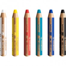 Etui de 6 Crayons de couleur multi-talents ARTY woody 3 in 1 + Taille-crayon - Stabilo