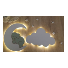 Pack décoration: - Applique croissant avec éléphant - applique nuages